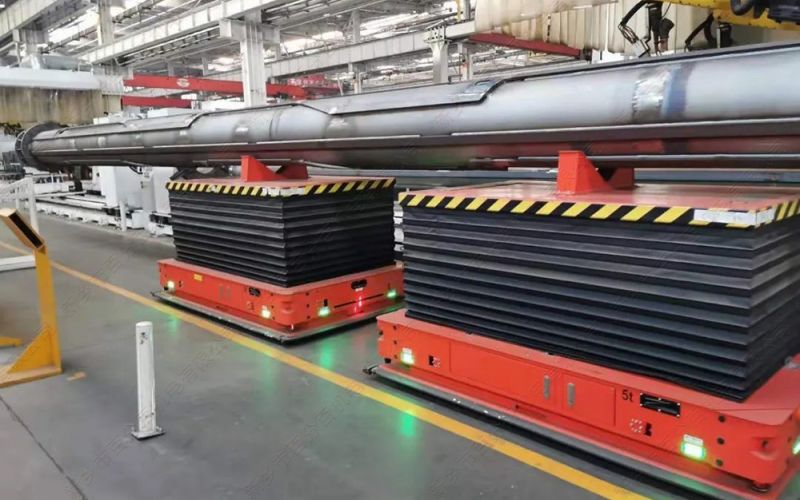 多臺AGV小車同步運(yùn)行搬運(yùn)大型工件的可行性